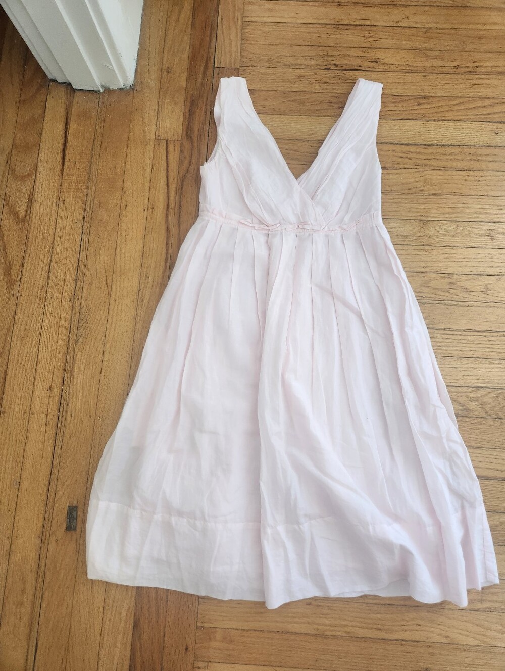 Gap pink double v neck cotton knee length dress 6